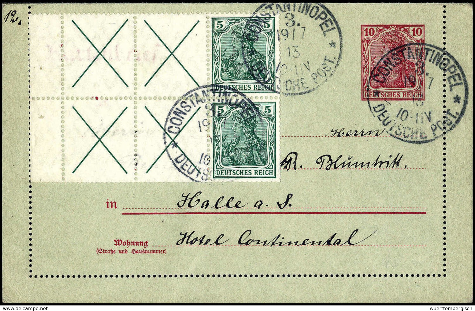 Beleg Heftchenblatt-Frankatur: 1913, Marken-Heftchenblatt Germania 5 Pfg. Mit Vier Andreaskreuzen Auf Kartenbrief 10 Pfg - Sonstige & Ohne Zuordnung