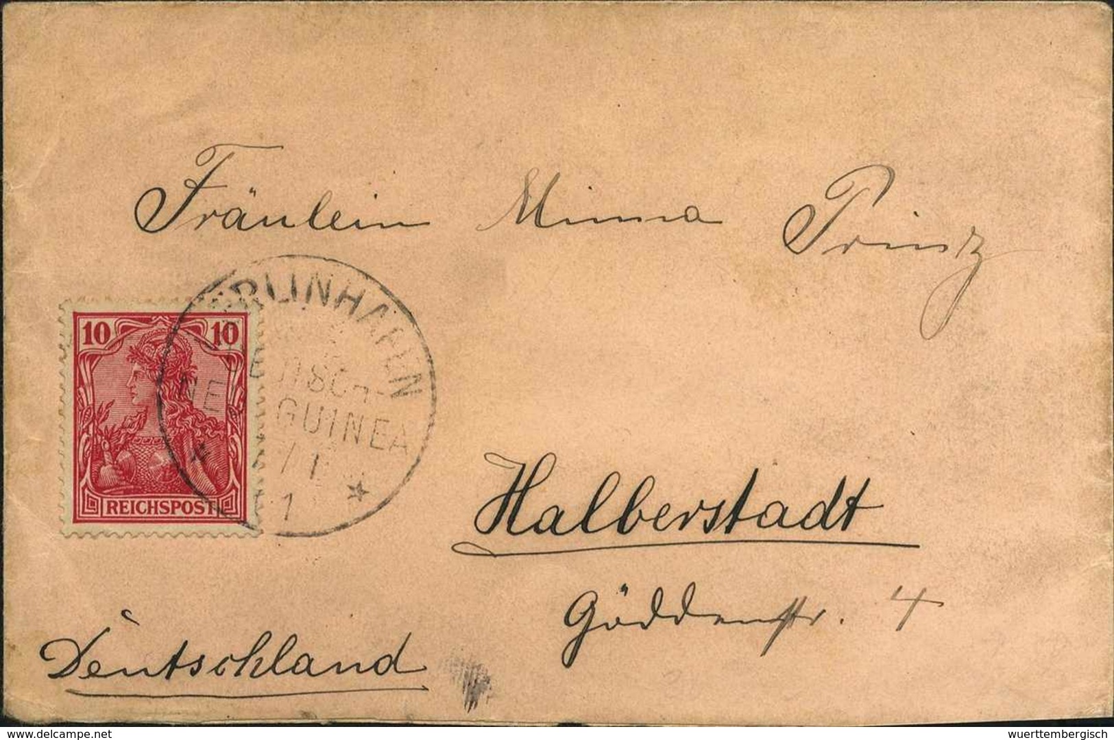 Beleg BERLINHAFEN 7/1 01, Klar Auf Kl. Rosa Bedarfsbrief Germania 10 Pfg. Nach Dtld. Mit Ak.-Stempel, Absender "W.Wostra - Altri & Non Classificati