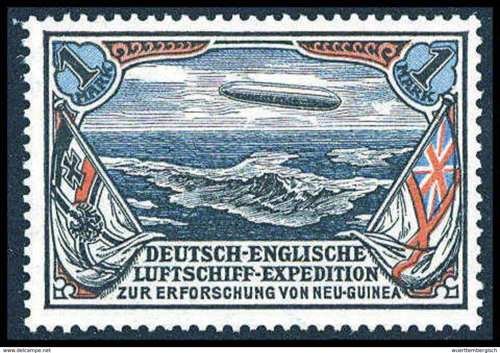 ** 1913, Deutsch-Englische Luftschiff-Expedition 1 Mk. Schwarz/rot/blau, Tadellos Postfr. Exemplar In Erstklassiger Zähn - Altri & Non Classificati