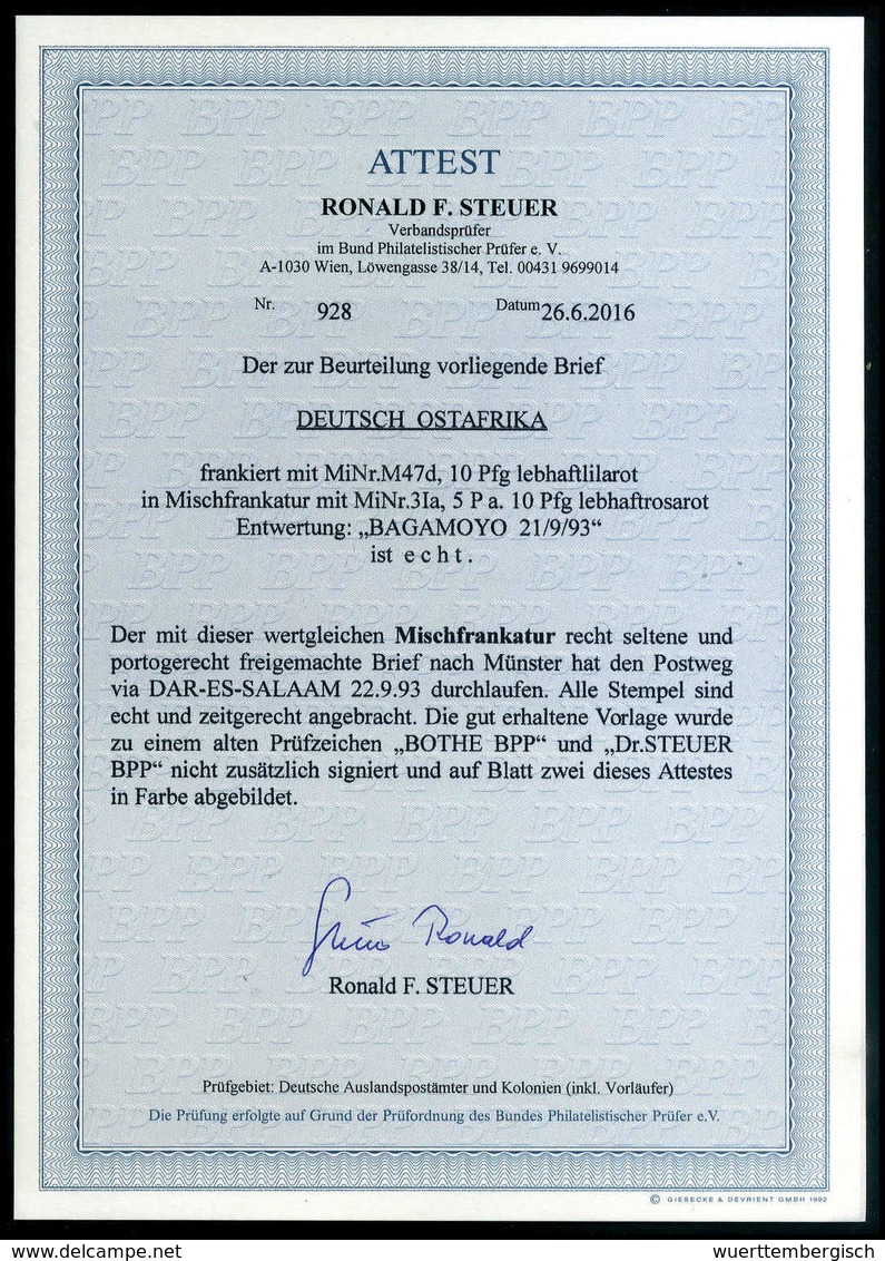 Beleg Mischfrankatur Mit Und Ohne Aufdruck 10 Pfg., Tadelloses Exemplar In Mischfrankatur Mit Aufdruck-Ausgabe 1893, 5 P - Autres & Non Classés