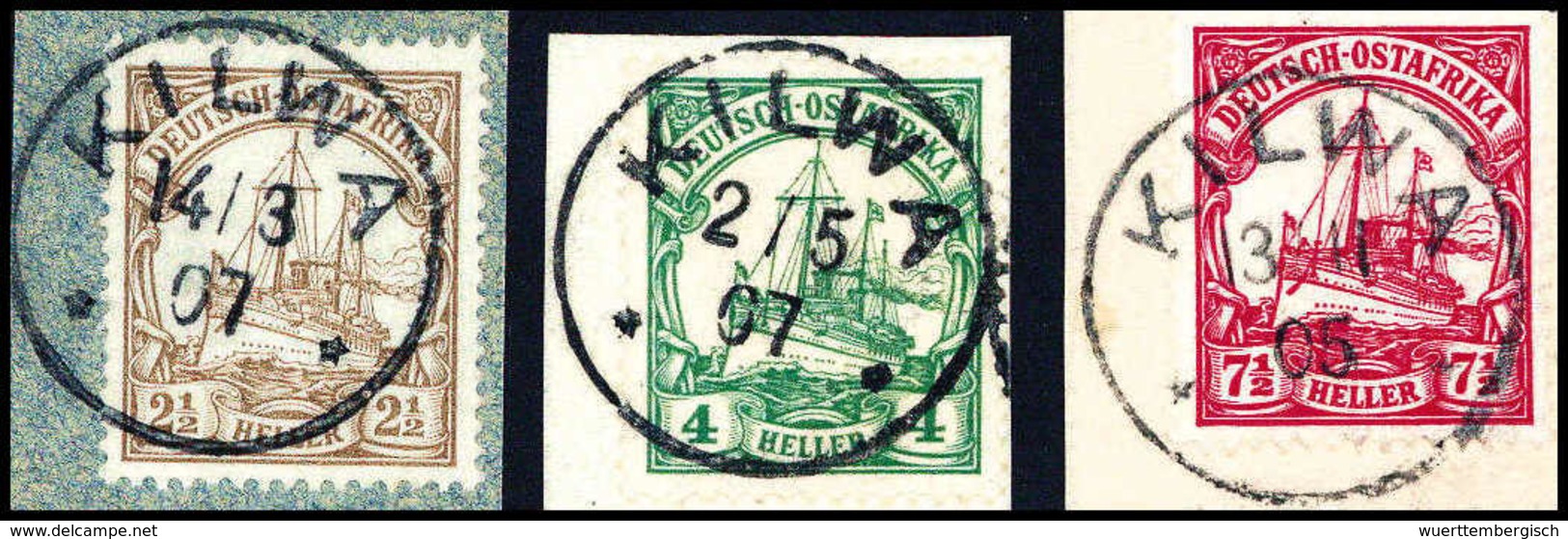 Briefst. 2½, 4 Und 7½ H., Drei Tadelloses Bfstke. Mit Je Idealem Stempel KILWA. (Michel: 22,23c,24) - Autres & Non Classés