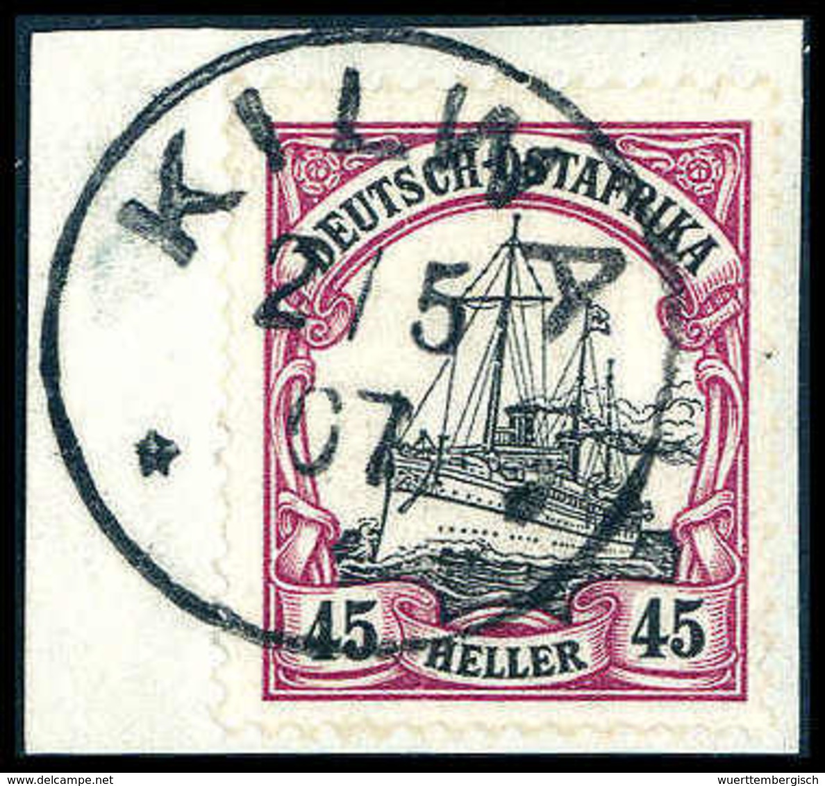 Briefst. 45 H., Tadelloses Bfstk. Mit Idealem Stempel KILWA 2/5 07.<br/><b>Katalogpreis: 110,-+</b> (Michel: 28b) - Autres & Non Classés