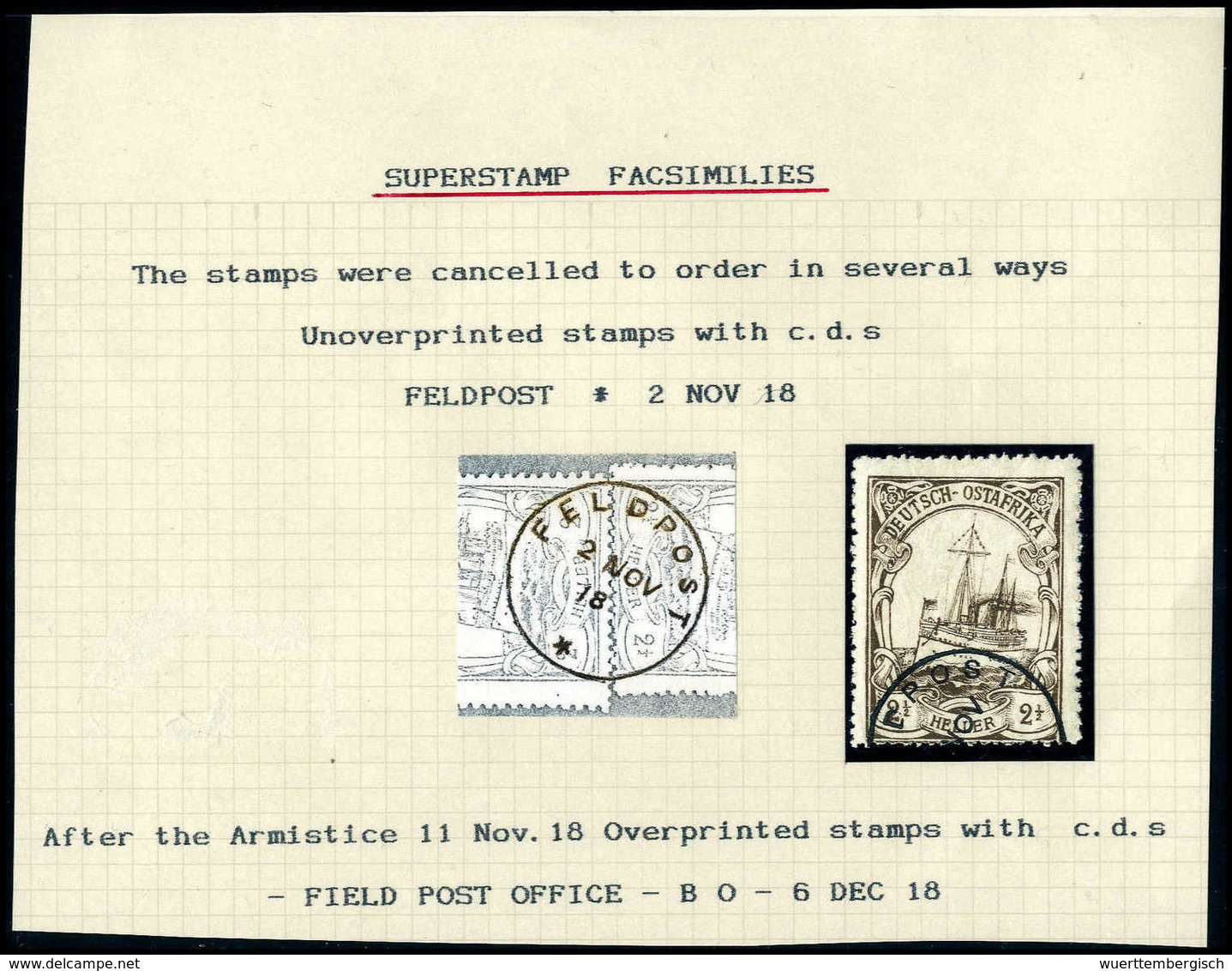 Gest. 2½ H., Britische Kriegspropaganda-Ausgabe 1918 In Starkem Überformat, Sog. "Karissimbi-Provisorium" Mit Feldpost-S - Altri & Non Classificati