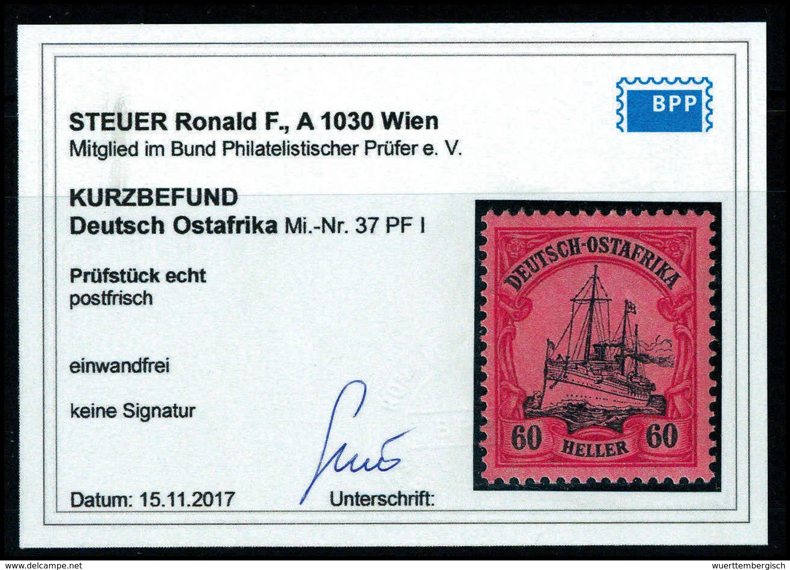 ** 60 H., Tadellos Postfr., Fotobefund Steuer.<br/><b>Katalogpreis: 240,-</b> (Michel: 37PFI) - Autres & Non Classés