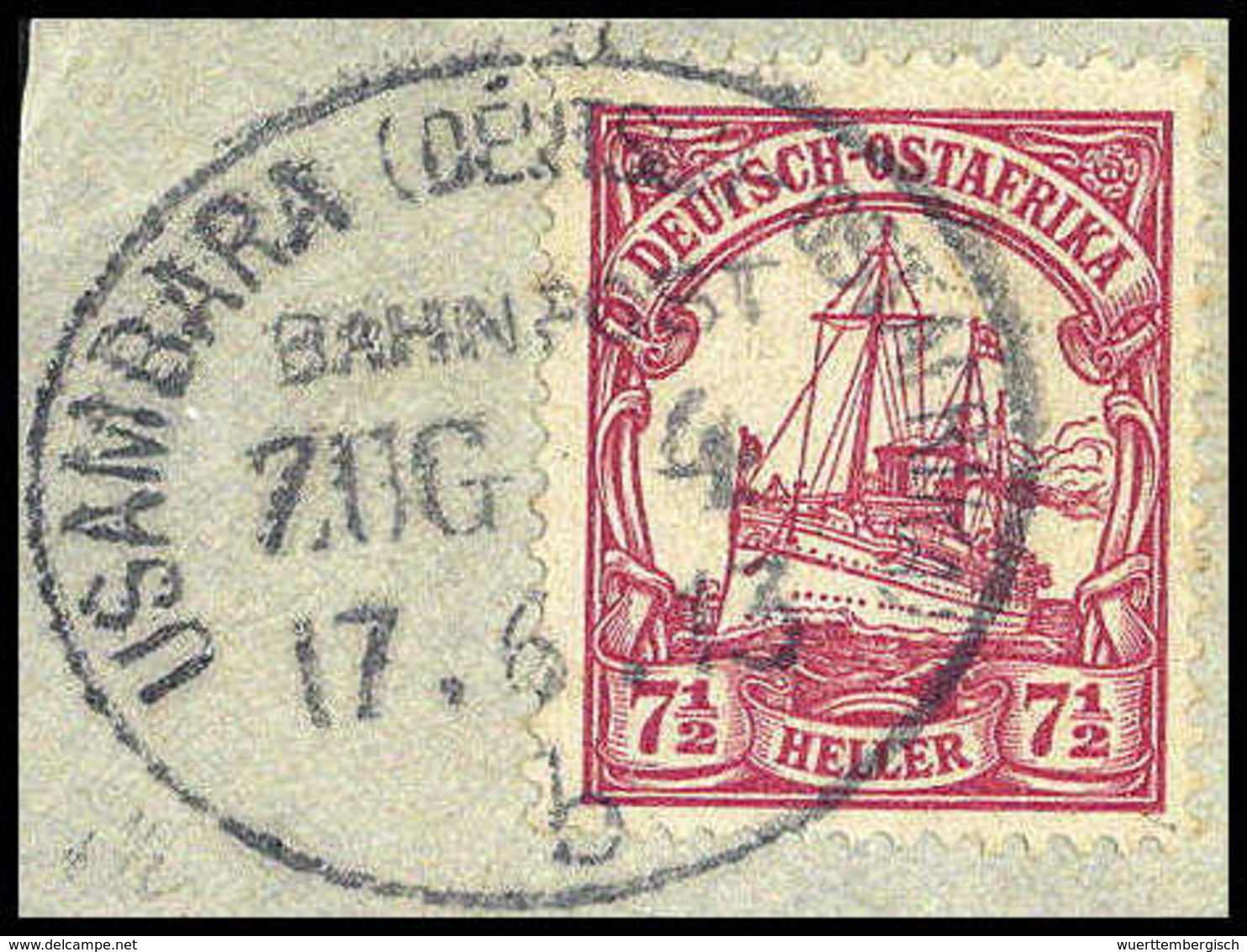 Briefst. USAMBARA BAHNPOST ZUG 4 "b" 17/6 13, Ideal Auf Tadellosem Bfstk. 7½ H. (Michel: 32) - Autres & Non Classés