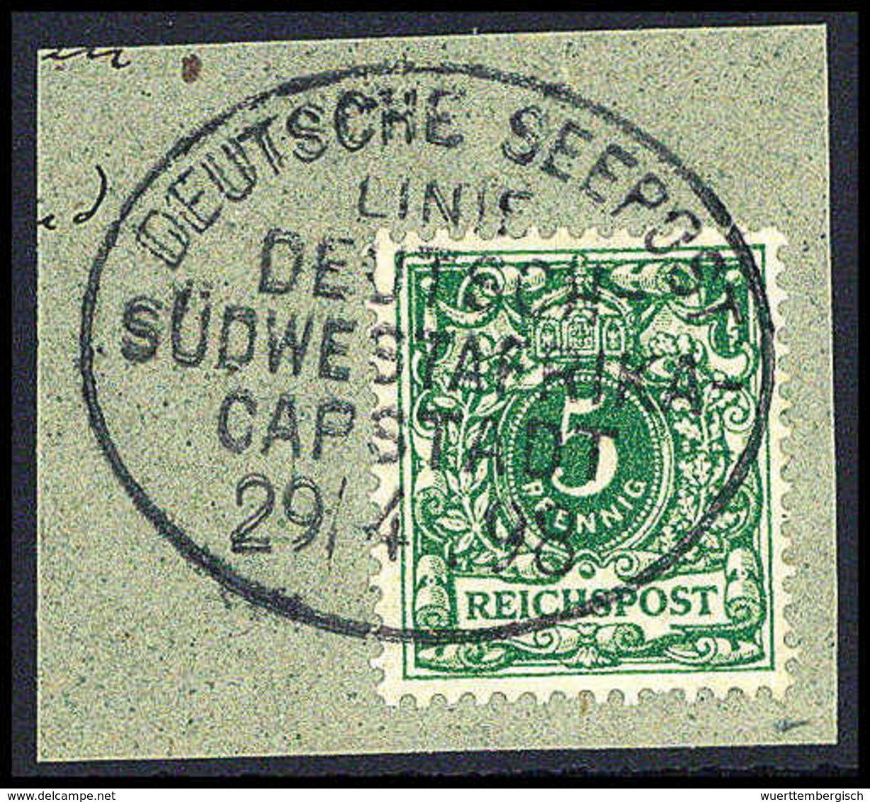 Briefst. 5 Pfg., Tadelloses Bfstk. Mit Idealem Seepost-Stempel DSWA-CAPSTADT 29/4 98. Mit Dieser Abstempelung äußerst Se - Autres & Non Classés