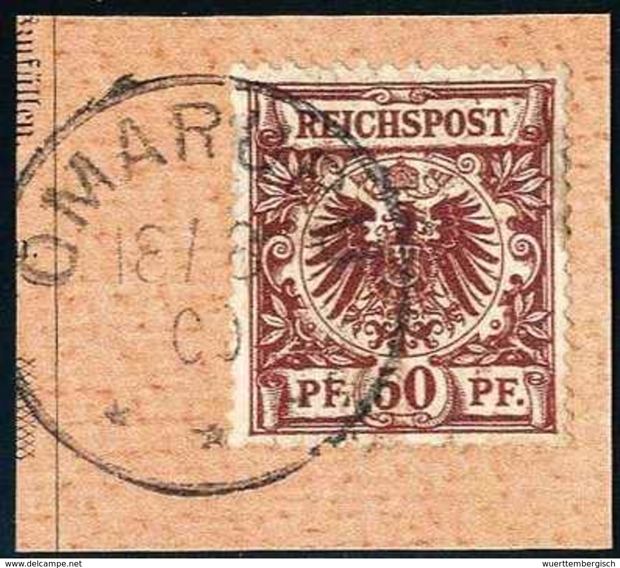 Briefst. 50 Pfg., Fehlerhaft Aufgeklebtes Exemplar Auf PA-Abschnitt Mit Klarem Stempel OMARURU 18/8 Oo (Dr.Steuer 3x).<b - Autres & Non Classés