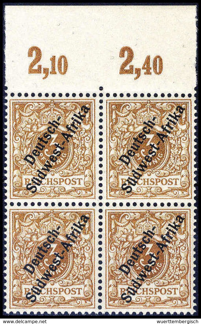 ** 3 Pfg., Tadellos Postfr. Oberrand-Viererblock, Fotoattest Steuer BPP.<br/><b>Katalogpreis: 3.600,-+</b> (Michel: 1f(4 - Altri & Non Classificati