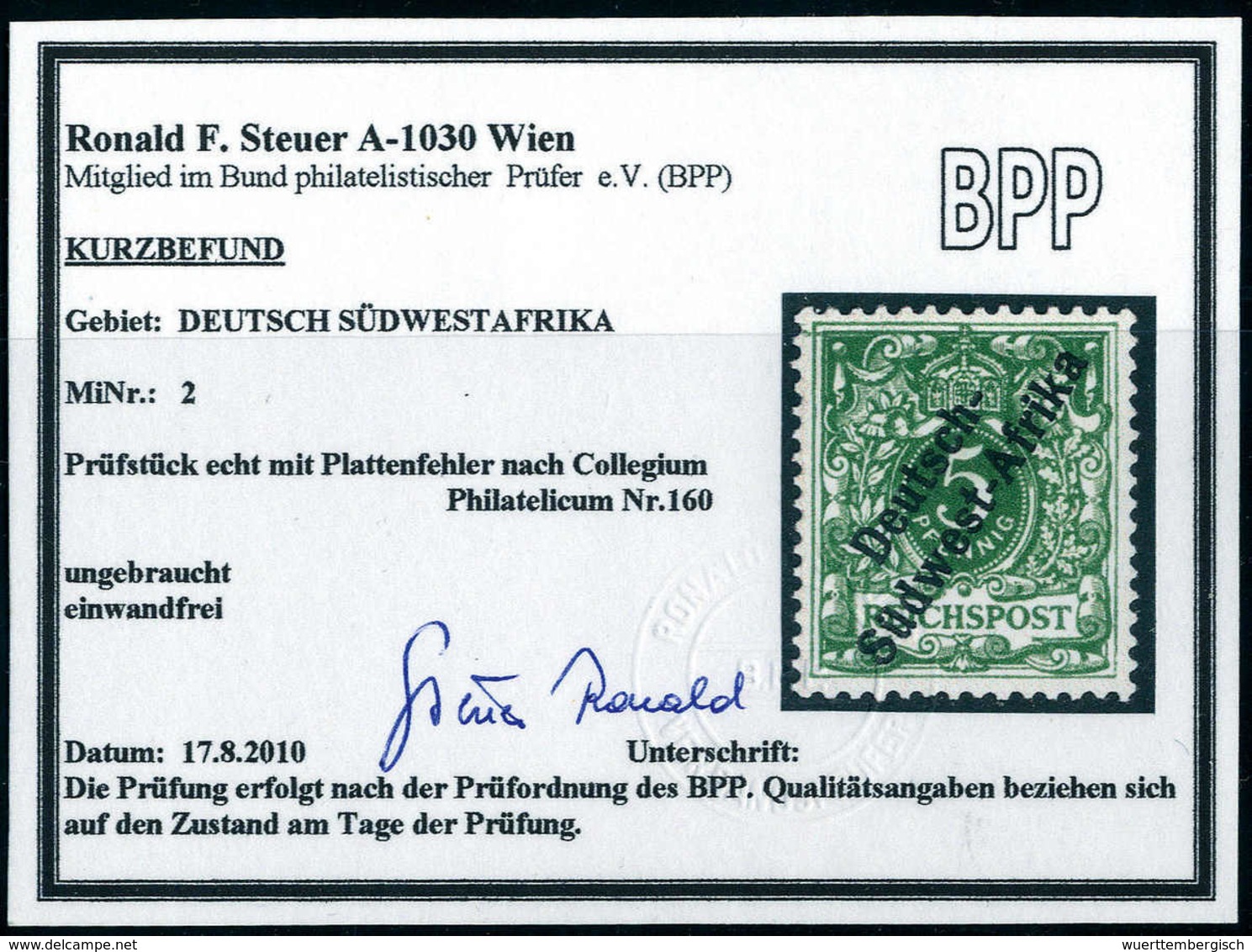 * 5 Pfg., Plattenfehler CP 160, Tadellos Ungebr. Selten, Fotobefund Steuer BPP. (Michel: 2PF) - Other & Unclassified