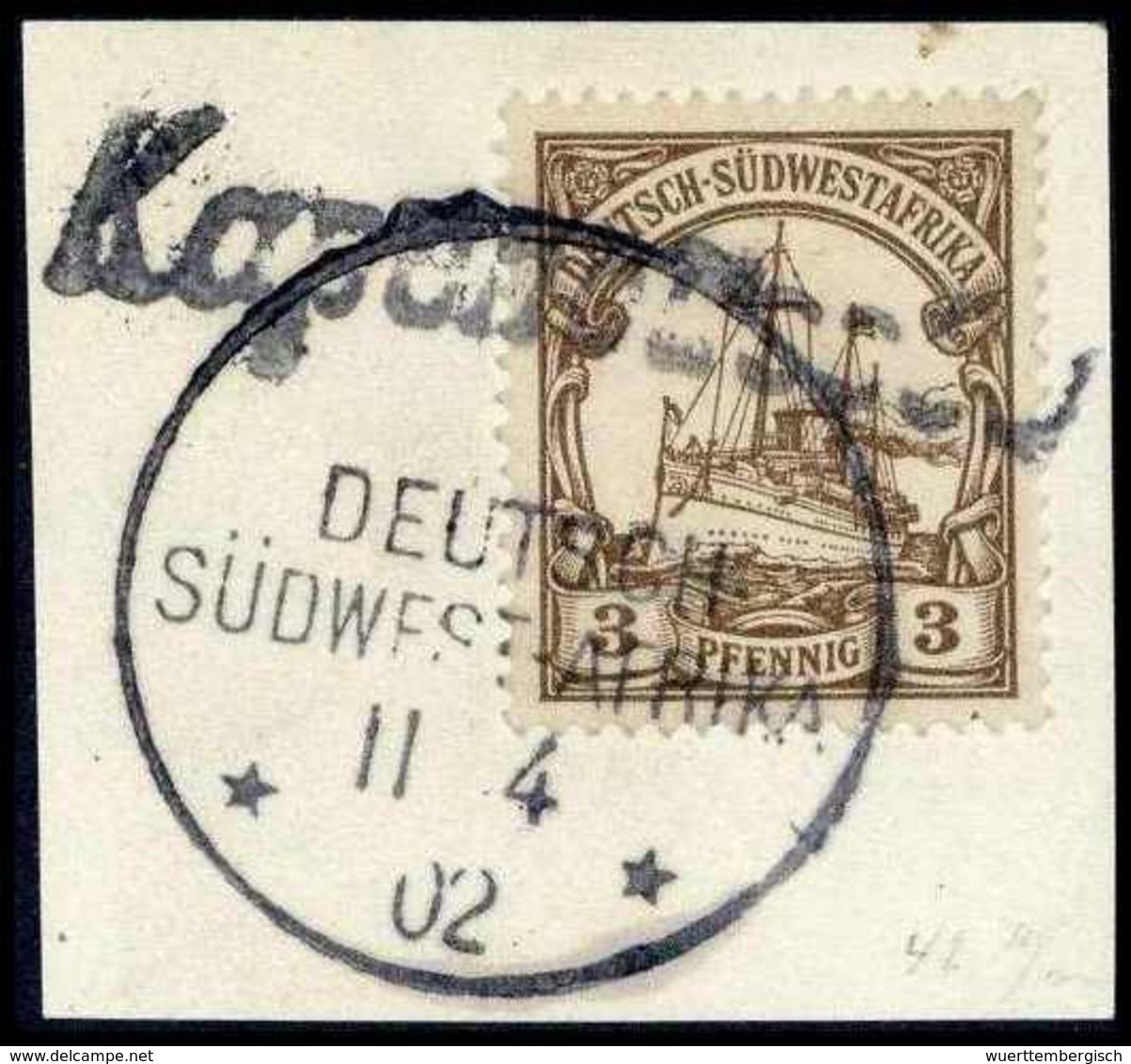 Briefst. KAPENOUSSEU, Schwarzer Wanderstempel (Grotesk Kursiv) Vom 11/4 02, Ideales Bfstk. 3 Pfg. (Michel: 11) - Altri & Non Classificati