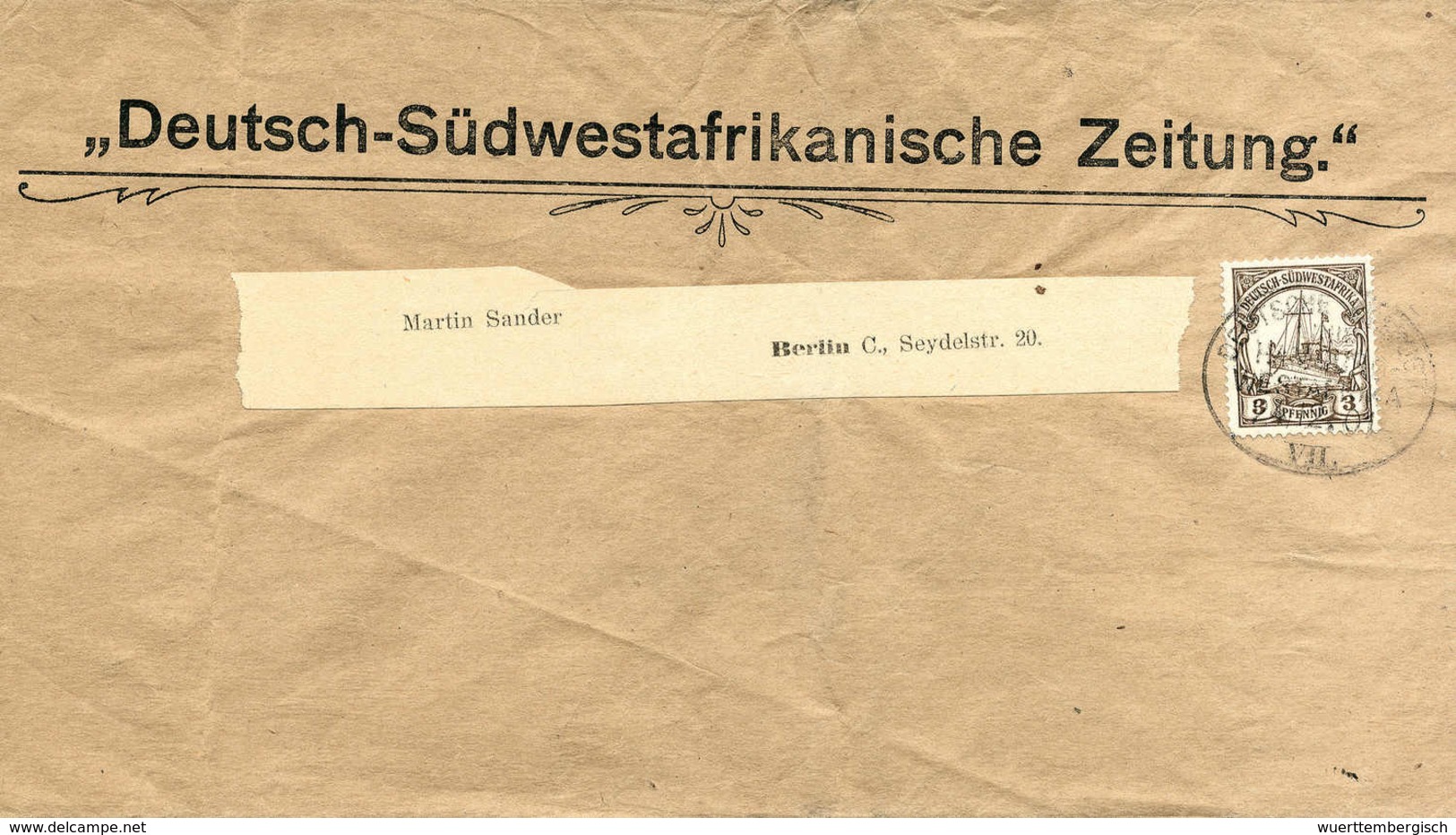 HAMBURG-WESTAFRIKA VII ("Hans Woermann") 24/12 01, Klar Auf Vordruck-Zeitungsstreifband 3 Pfg. Nach Berlin. Ein Seltenes - Altri & Non Classificati