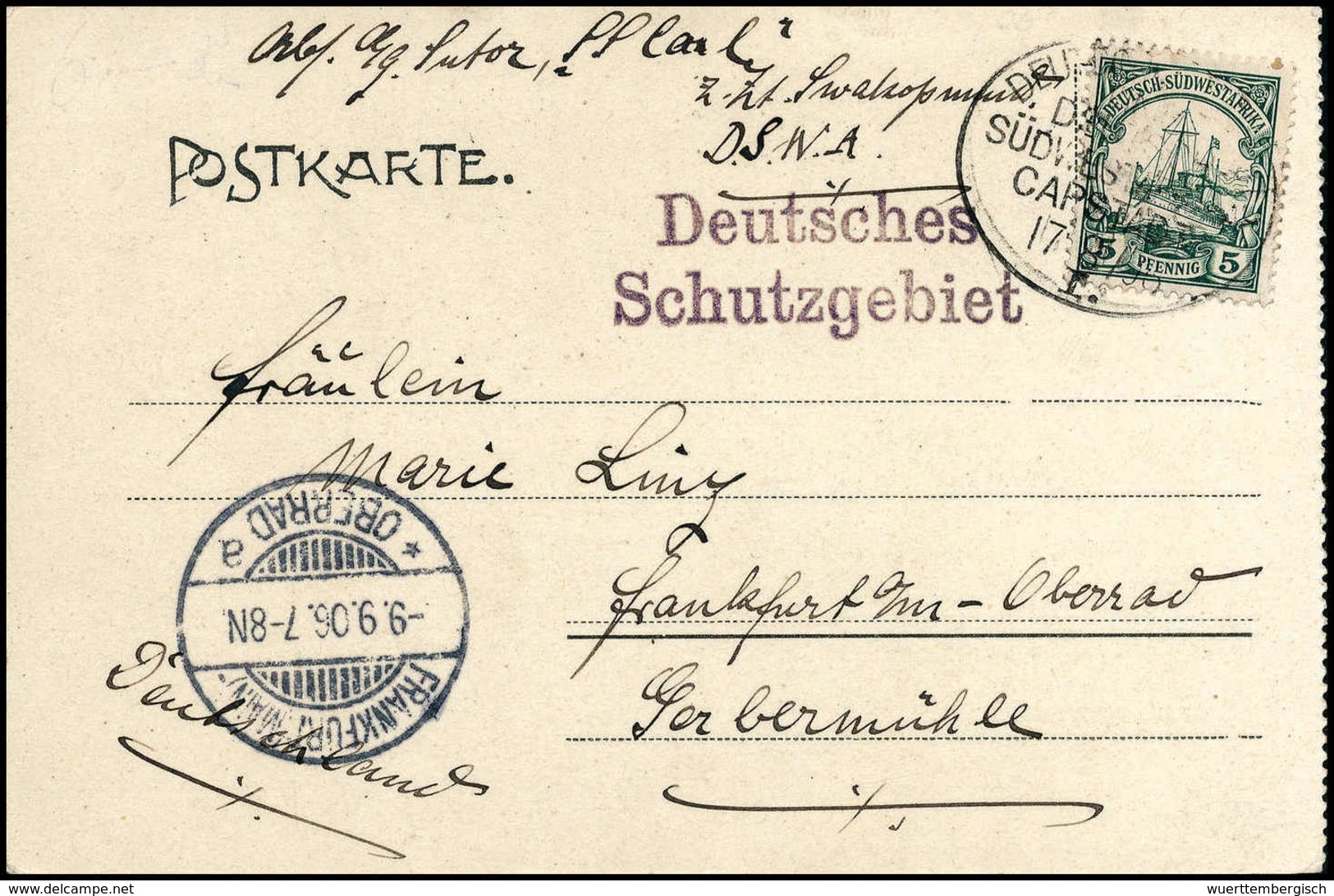 Beleg Zweiwöchentlicher Schiffsverkehr 1906/08: DSWA - CAPSTADT "I" ("Eduard Bohlen") 17/8 06, Klar Auf Schöner Bedarfsk - Other & Unclassified