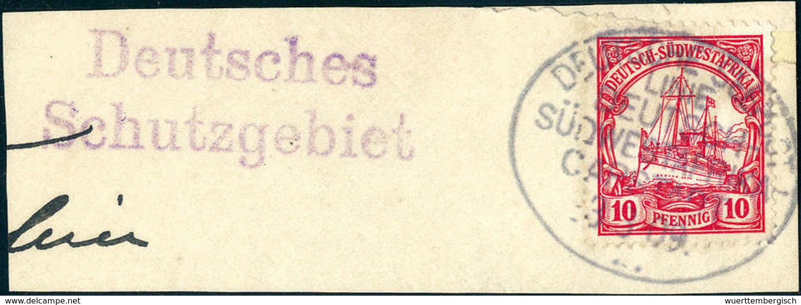 Briefst. DSWA - CAPSTADT "I." ("Eduard Bohlen") 23/3 09, Perfekter Abschlag Auf Schönem Bfstk. 10 Pfg. Mit Beiges. L2 "D - Autres & Non Classés