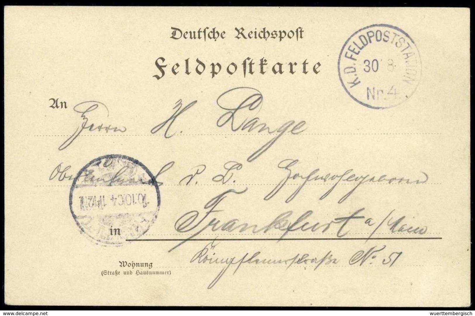 Beleg K.D.FELD-POSTSTATION Nr.4, Ideal Auf Tadelloser Feldpostkarte, Datiert "Okosongoho 29/8 04". - Sonstige & Ohne Zuordnung