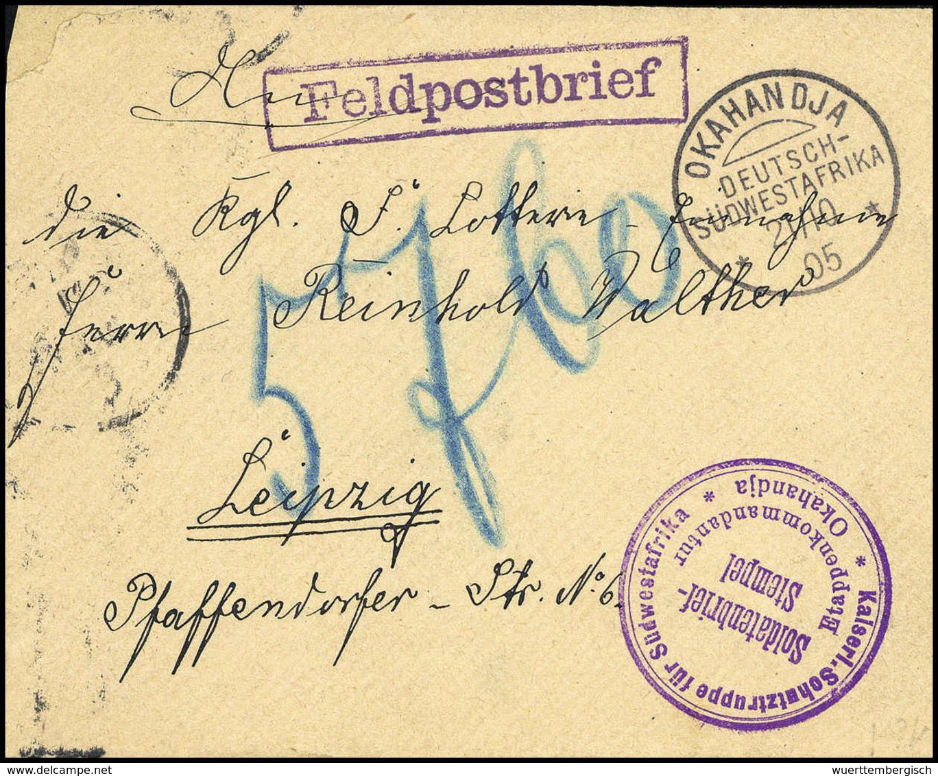 Beleg OKAHANDJA 21710 05, Sowie Violetter R1 "Feldpostbrief" (wie Im AG-Kat. Abgebildet) Nebst SB-Stempel Auf Nicht Ganz - Sonstige & Ohne Zuordnung