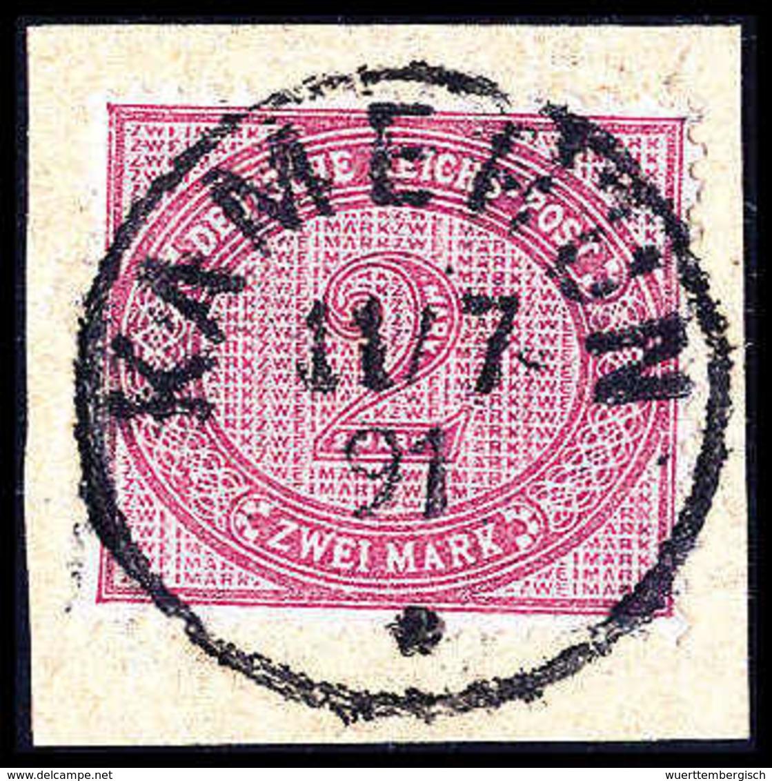 Briefst. 2 Mk., Tadelloses Und Besonders Schönes Bfstk. Mit Ideal Aufges. Stempel KAMERUN 11/7 91. Seltene Spätverwendun - Other & Unclassified