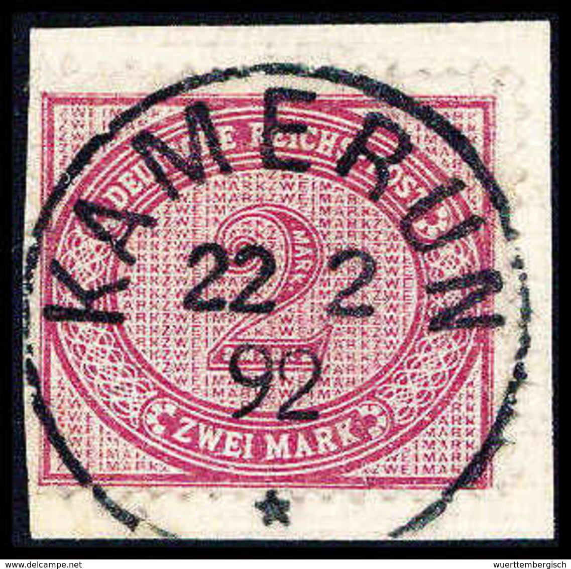 Briefst. 2 Mk., Tadelloses Bfstk. Mit Idealem Stempel KAMERUN 22/2 92, Fotobefund Steuer BPP.<br/><b>Katalogpreis: 200,- - Sonstige & Ohne Zuordnung