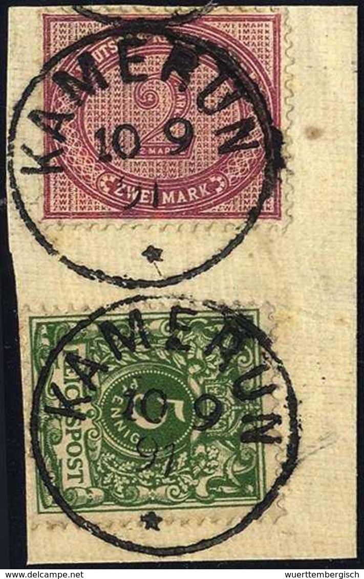 Briefst. 2 Mk. Mit 5 Pfg. Auf Leinen-Bfstk., Ideale Stempel KAMERUN 10/9 97, Sign. Dr.Steuer BPP.<br/><b>Katalogpreis: 2 - Other & Unclassified