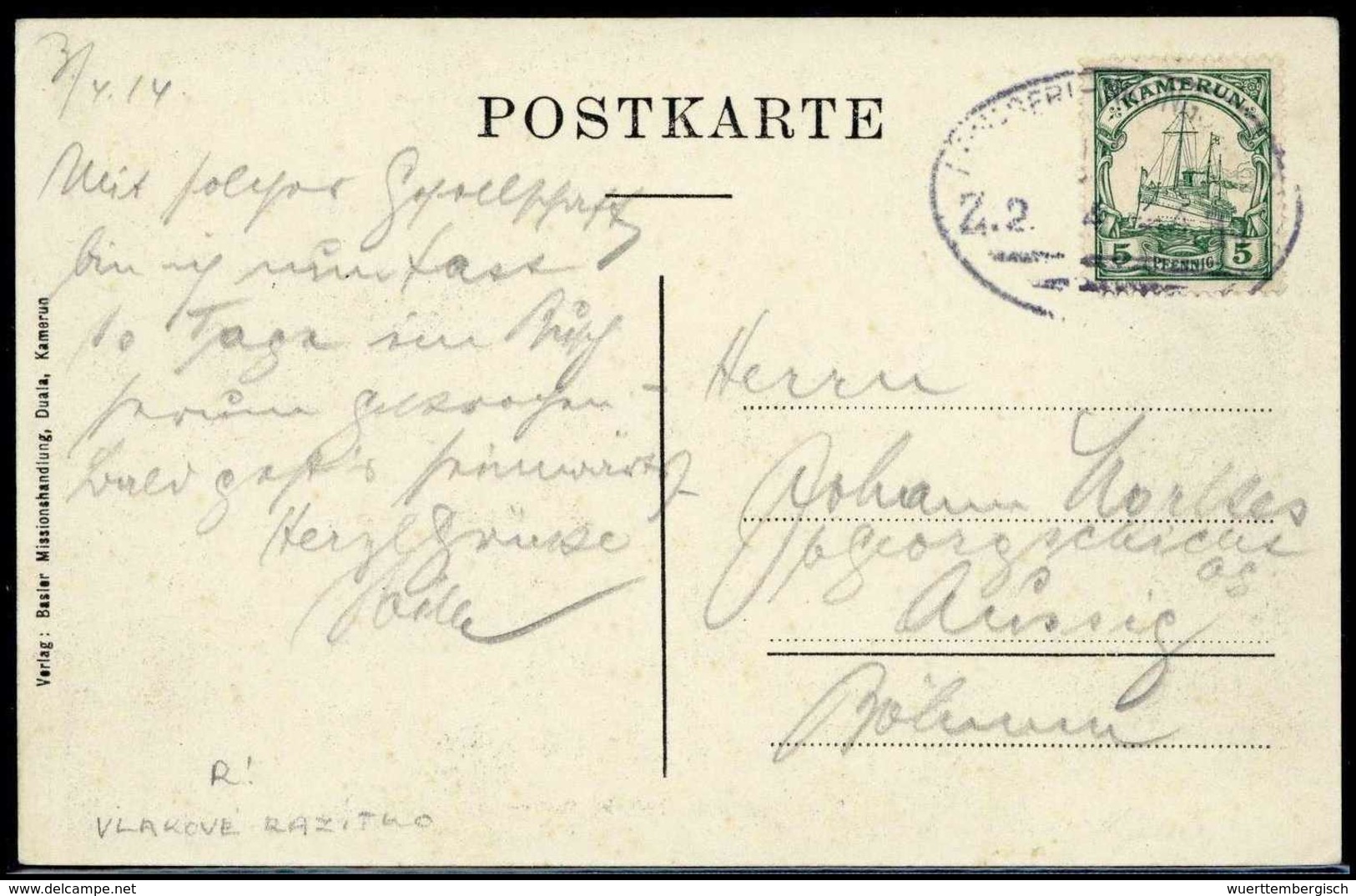 Beleg BONABERI - NKONGSAMBA BAHNPOST ZUG 2 4/4 14, Ovalstempel Mit Kleiner Zug-Nr. Auf Tadelloser Bedarfskarte 5 Pfg. (M - Autres & Non Classés