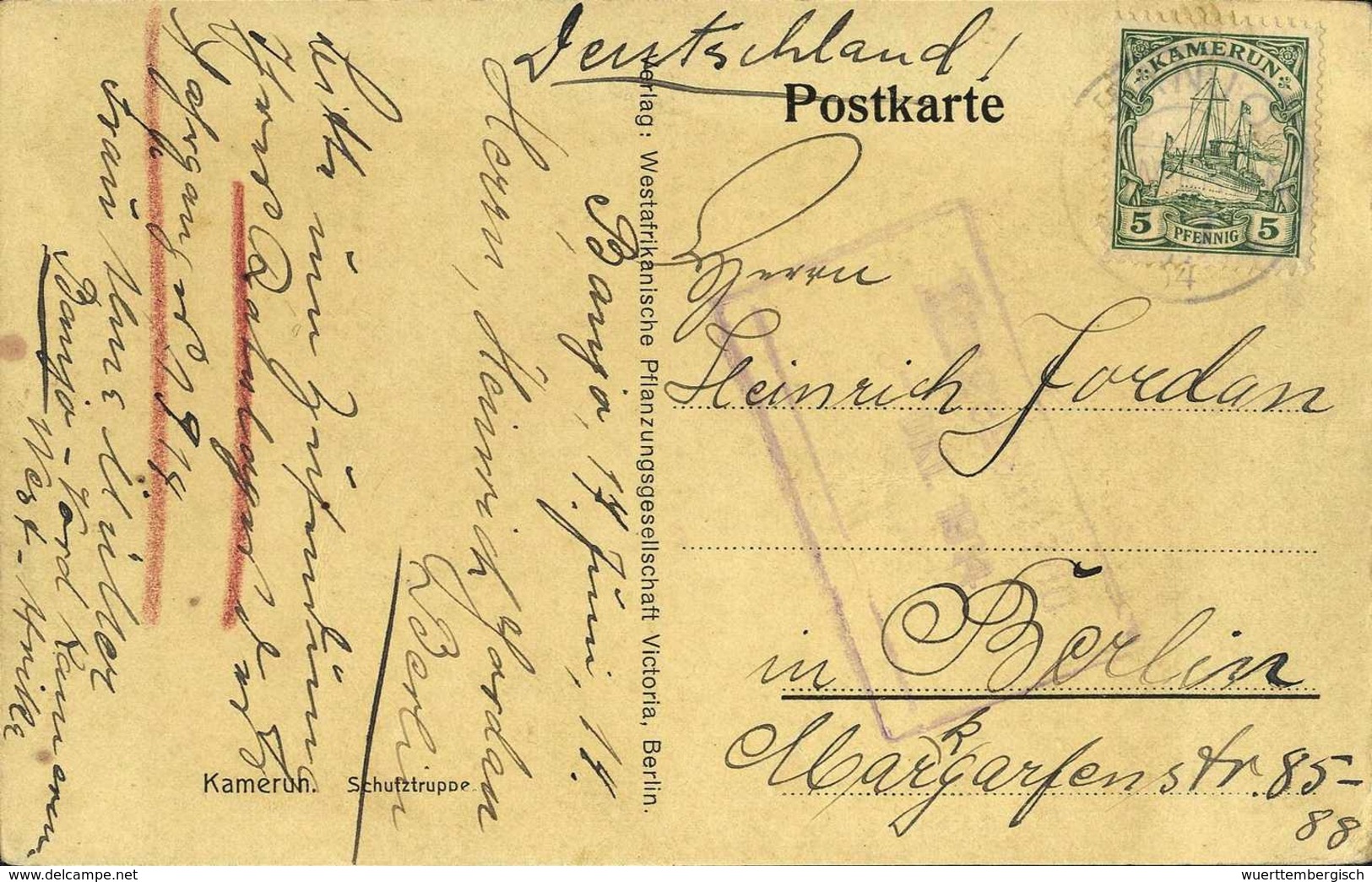 Beleg BANJO 17/6 14, Frühe Hinterlands-Postkarte 5 Pfg. Nach Berlin In Den I. Weltkrieg Hinein Gelaufen, Rs. Mit Ak.-Ste - Other & Unclassified