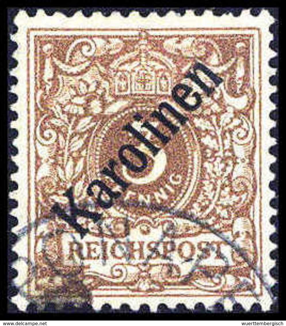 Gest. 3 Pfg., Schönes Exemplar Mit Ziffernfrei Aufges. Stempel PONAPE Und Kl. Braunem Tintenfleck, Mehrfach Sign.<br/><b - Autres & Non Classés