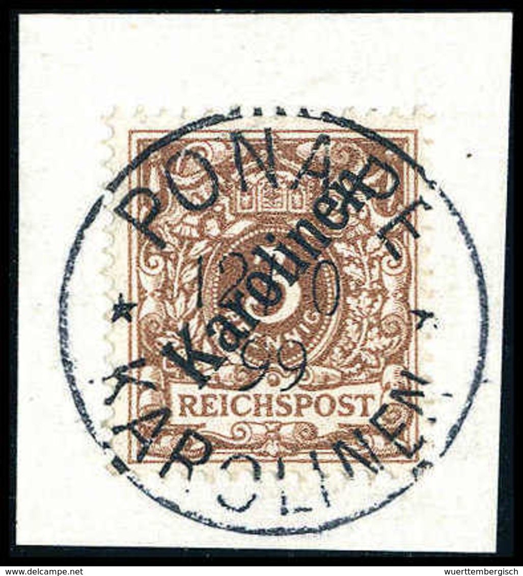 Briefst. 3 Pfg., Tadelloses Und Besonders Schönes Bfstk. Mit Idealem Stempel PONAPE 12/10 99 (Ersttag Der Aufdruck-Ausga - Other & Unclassified