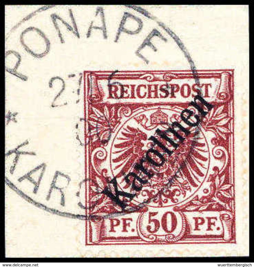 Briefst. 50 Pfg., Tadelloses Bfstk. Mit Klarem Stempel PONAPE 27/6 00. Schönes Exemplar Dieser Seltenen Marke, Fotoattes - Altri & Non Classificati