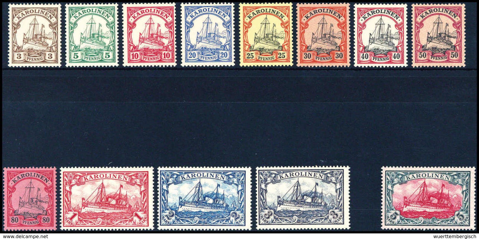 ** 3 Pfg.-5 Mk., Tadellos Postfr. Serie.<br/><b>Katalogpreis: 800,-</b> (Michel: 7/19) - Other & Unclassified