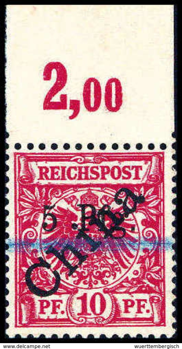 ** 5 Pfg. A. 10 Pfg., Aufdrucktype I, Tadellos Postfr. Oberrandstück, Fotoattest Steuer BPP.<br/><b>Katalogpreis: 500,-+ - Other & Unclassified