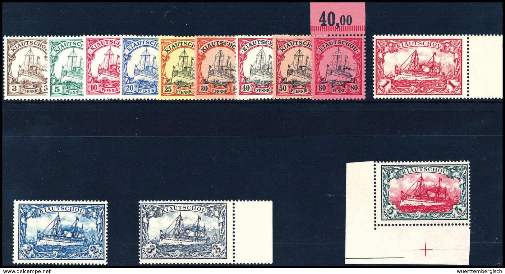 ** 3 Pfg.-5 Mk., Tadellos Postfr. Serie, 5 Mk. Aus Der Li. Unt. Bogenecke.<br/><b>Katalogpreis: 1.800,-+</b> (Michel: 5/ - Altri & Non Classificati