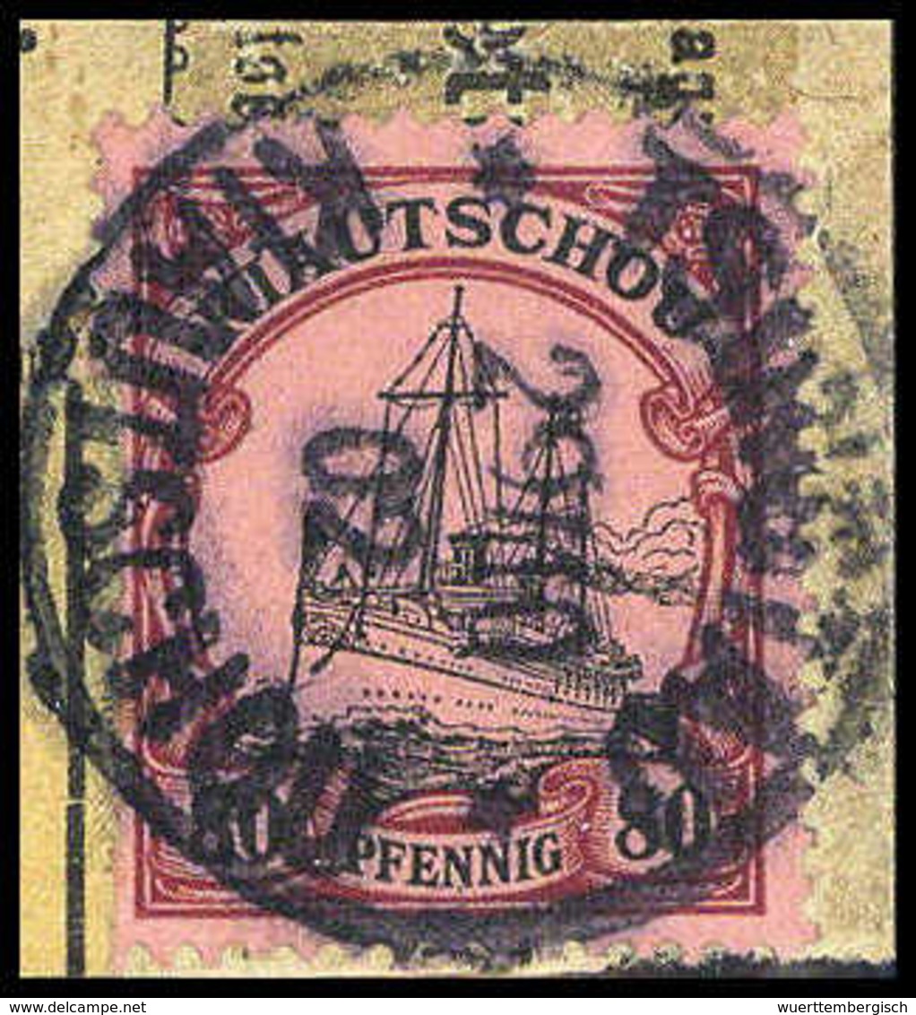 Briefst. 80 Pfg., Tadelloses Paketkarten-Bfstk. Mit Genau Zentr. Stempel TSINGTAU 29/10 02. (Michel: 13) - Sonstige & Ohne Zuordnung