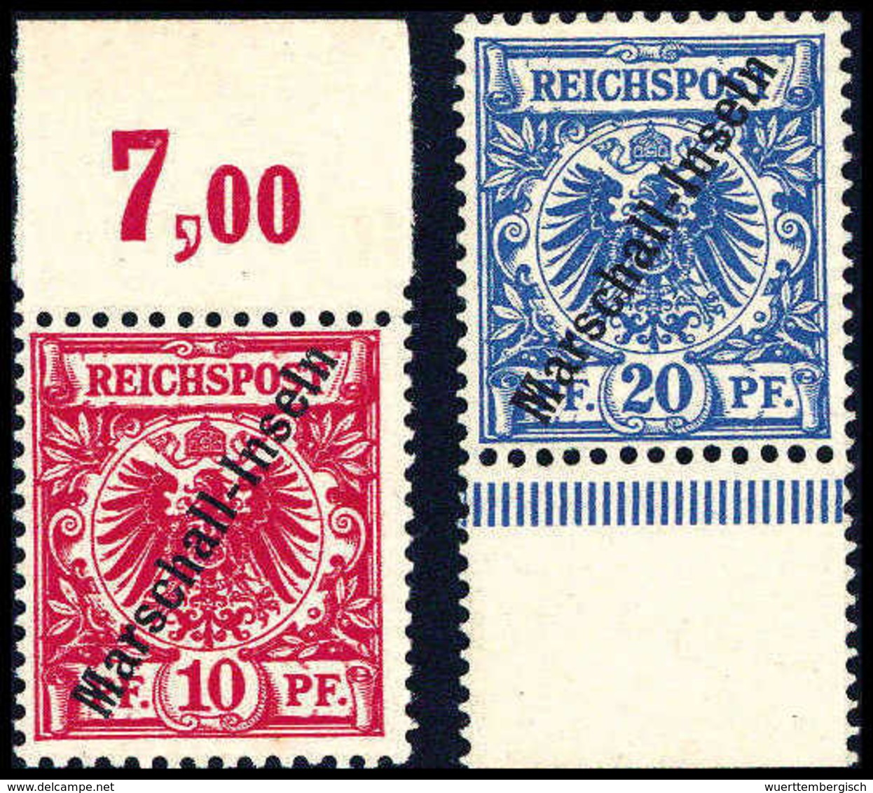 ** 10 Und 20 Pfg., Je Tadellos Postfr. Vom Ober- Bzw. Unterrand.<br/><b>Katalogpreis: 470,-</b> (Michel: 3I,4I) - Other & Unclassified