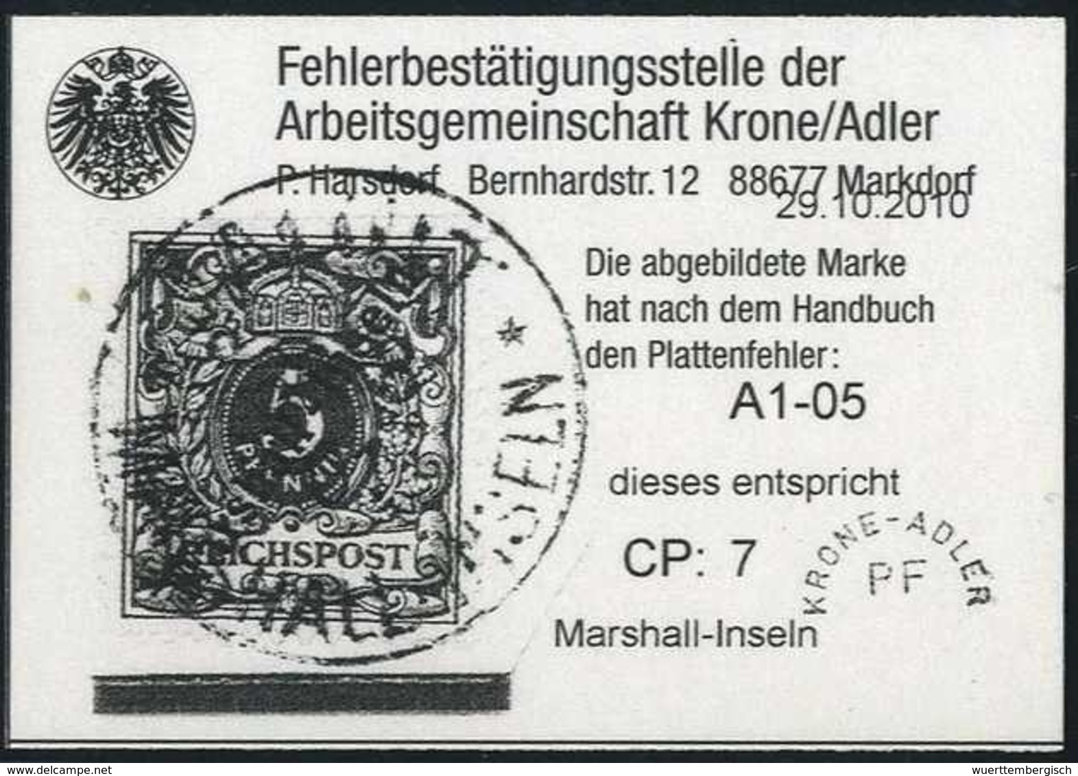 Briefst. 5 Pfg., Plattenfehler CP 467, Tadelloses Bfstk. Mit Vollem, Zweitem Stempel JALUIT 30/8 01. (Michel: 8PF) - Altri & Non Classificati