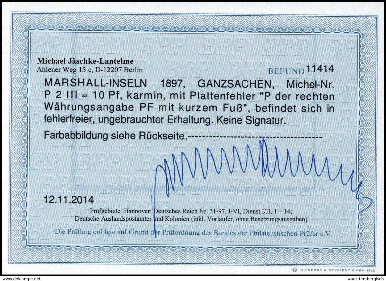 Briefst. 10 Pfg., Plattenfehler: "P" Der Rechten Wertangabe "PF" Mit Kurzem Fuß, Tadellos Ungebr. Postkarte, Fotobefund  - Altri & Non Classificati