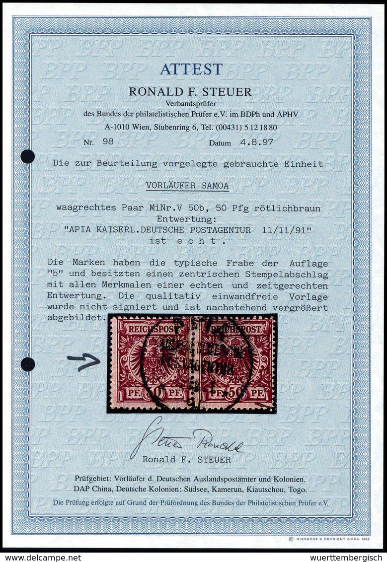 Gest. 50 Pfg., Tadellos Gestplt., Fotoattest Steuer BPP (für Ein Paar, Aus Dem Die Marke Stammt).<br/><b>Katalogpreis: 5 - Autres & Non Classés