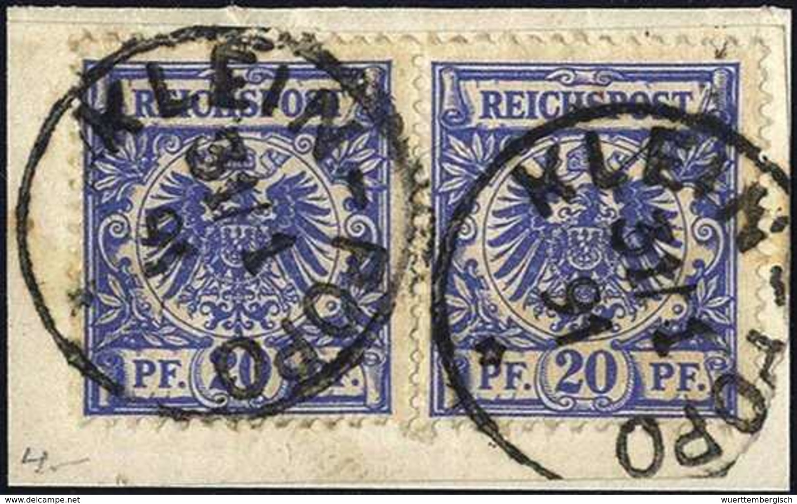 Briefst. 20 Pfg., Tadelloses, Waagr. Paar Auf Bfstk., Zwei Schöne Stempel KLEIN-POPO 31/1 91, Sign. Dr.Steuer BPP.<br/>< - Altri & Non Classificati