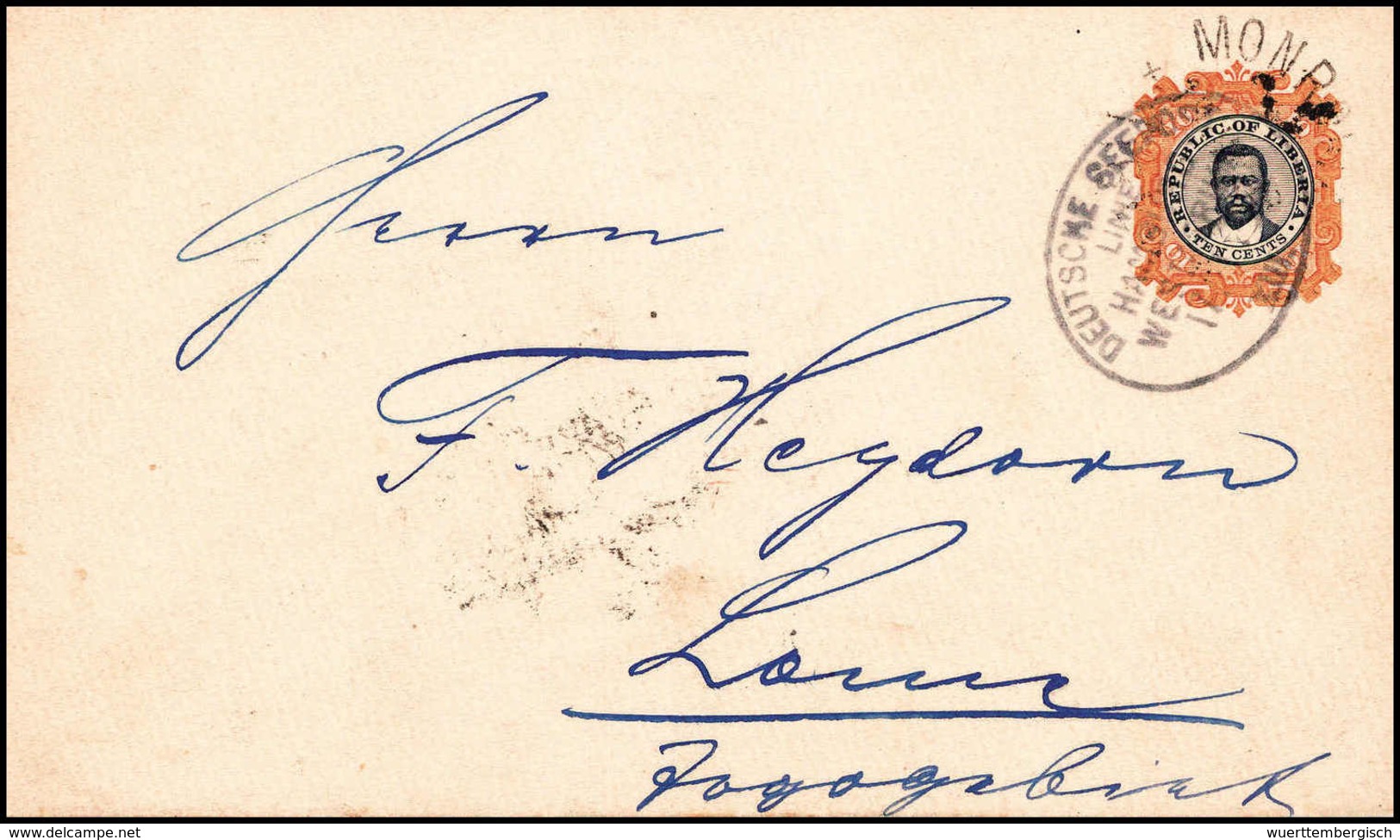 Beleg 1898, Liberia 10 C., Tadelloser Bedarfs-Ganzsachenumschlag Nach Lome, Klarer Stempel SEEPOST HAMBURG-WESTAFRIKA "X - Autres & Non Classés