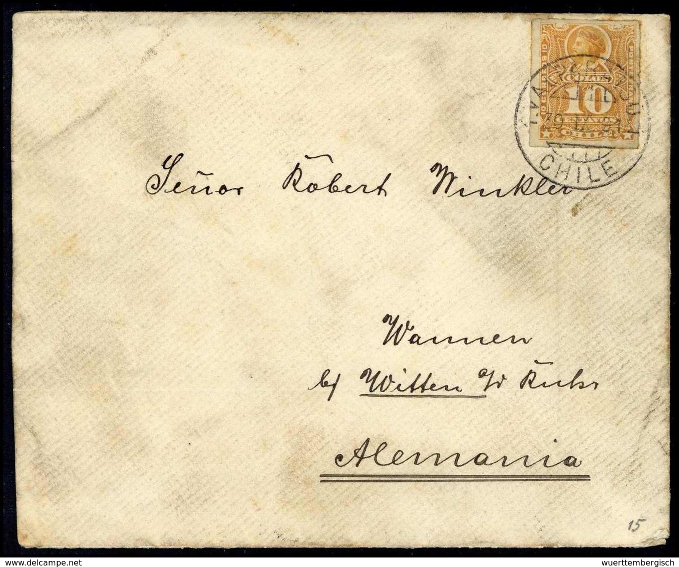 Beleg 1891, SMS "Leipzig", Brief Mit Chile 10 C. (unfrisch) Nach Dtld. Mit Rs. Schiffs-Abs.-Vermerk. (Michel: Chile) - Autres & Non Classés