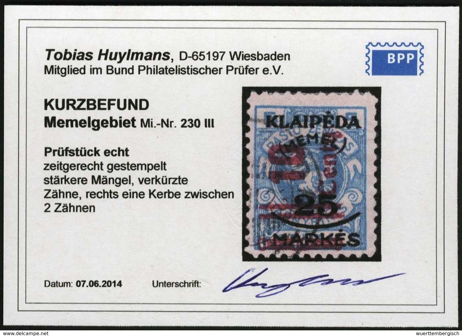 Gest. 10 C., Aufdruckfehler III, Sauber Gestplt. (kl. Mgl.), Fotobefund Huylmans BPP.<br/><b>Katalogpreis: 500,-</b> (Mi - Other & Unclassified