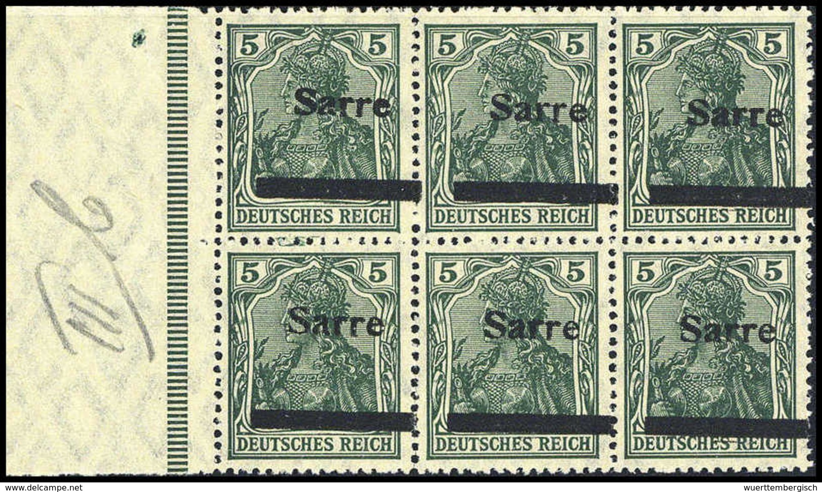 ** 5 Pfg., Tadellos Postfr. Rand-Sechserblock Mit Stark Verschobenem Aufdruck. (Michel: 4bIII(6)) - Altri & Non Classificati