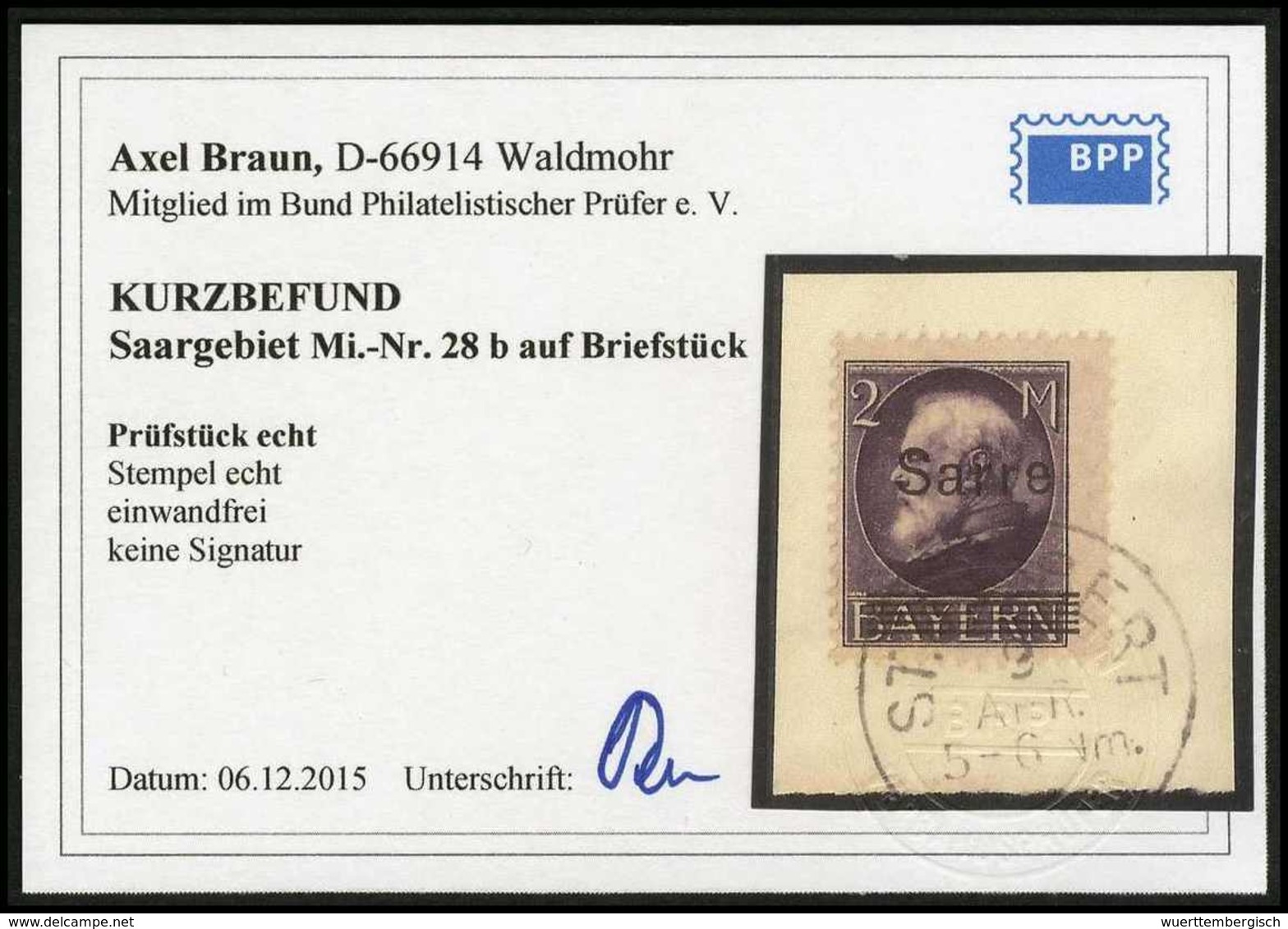 Briefst. 2 Und 3 Mk., Je Tadelloses Bfstk. Mit Stempel ST.INGBERT, Fotobefunde Braun BPP.<br/><b>Katalogpreis: 370,-</b> - Autres & Non Classés