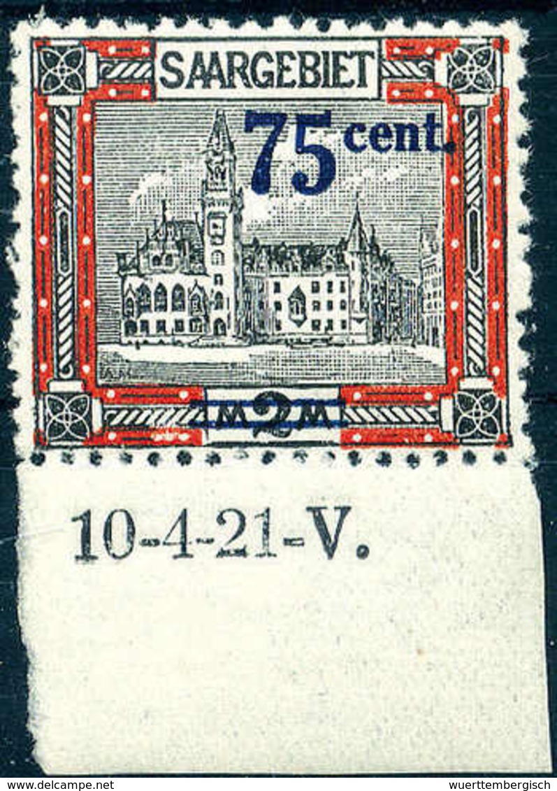 ** 75 C. Vom Unterrand (in Der Zhg. Gef.) Mit Kpl. Druckdatum "10-4-21-V".<br/><b>Katalogpreis: 80,-</b> (Michel: 79AIBr - Altri & Non Classificati