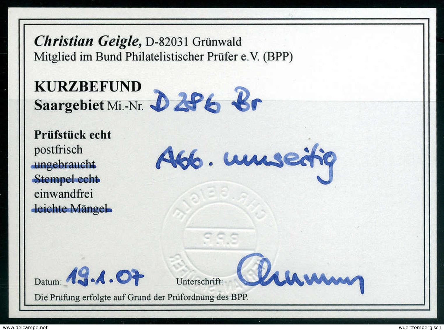 ** 50 C., Tadellos Postfr. Bogenecke Mit Kpl. Druckdatum, Fotobefund Geigle BPP.<br/><b>Katalogpreis: 150,-+</b> (Michel - Autres & Non Classés