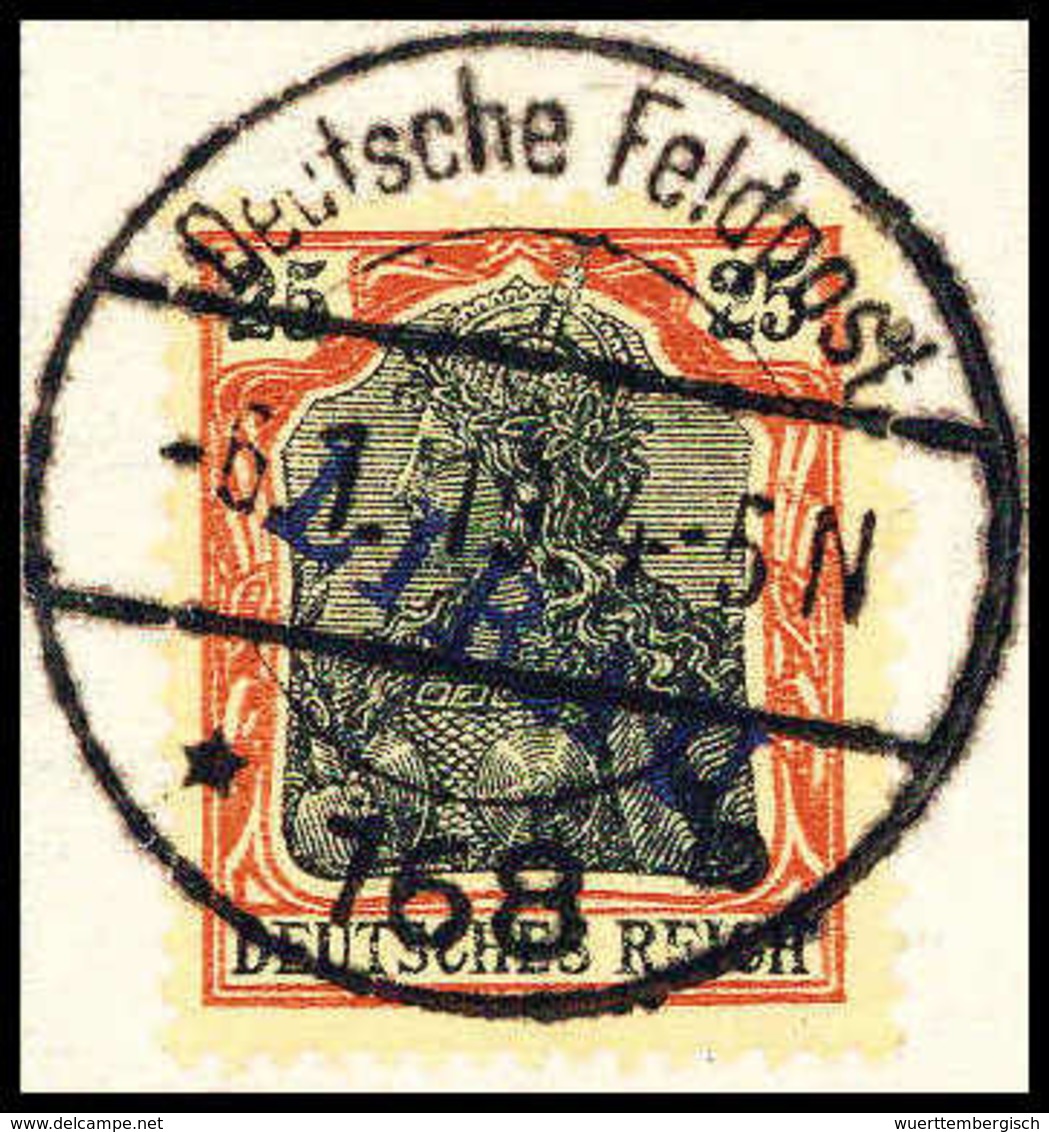 Briefst. 25 Pfg., Aufdruck Violettblau, Tadelloses Bfstk. Mit Zentr. Feldpoststempel, Sign. Köhler, Kosack.<br/><b>Katal - Altri & Non Classificati