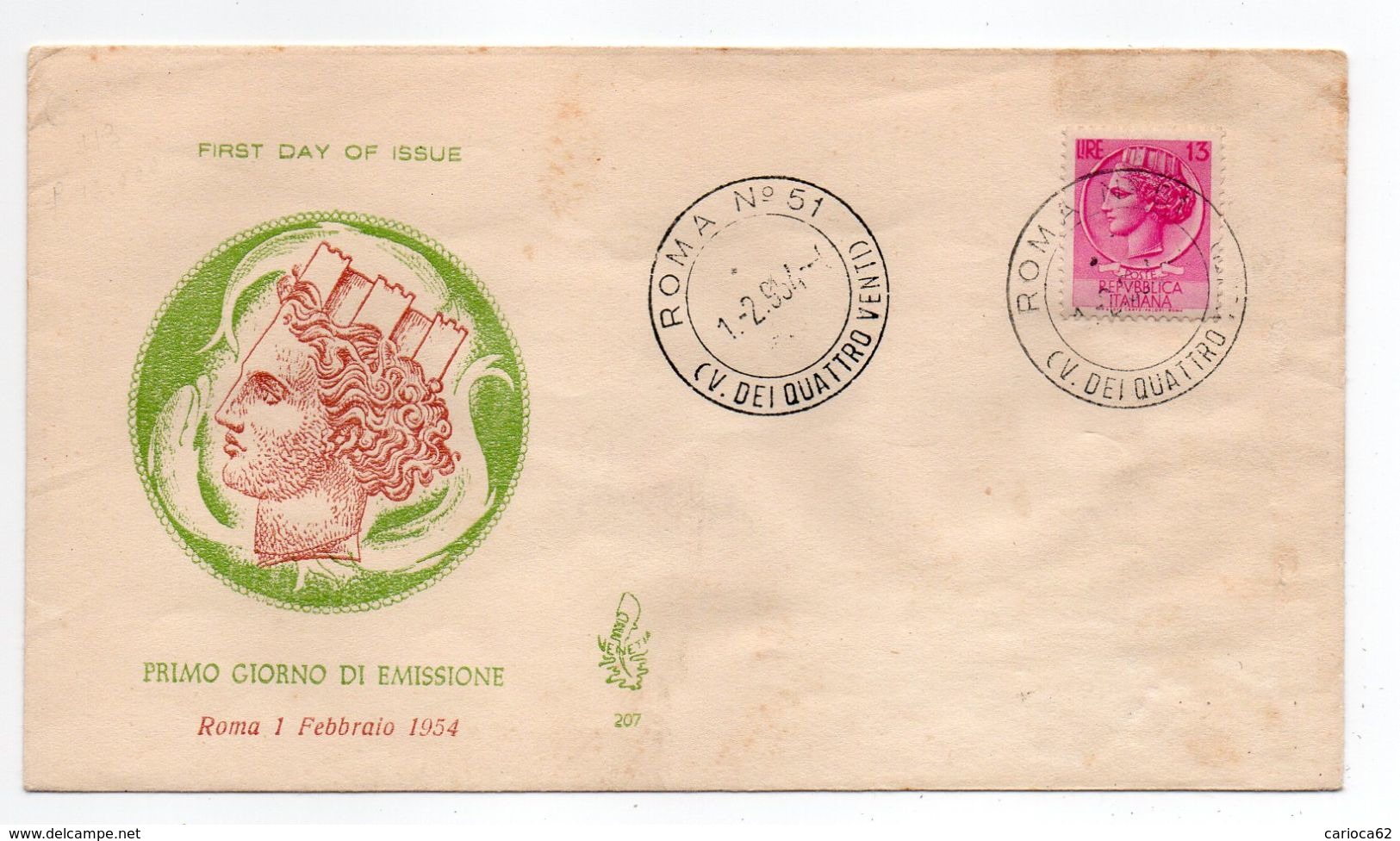 1954 - FDC " SIRACUSANA L. 13 " - VENETIA VEDI++++ - FDC