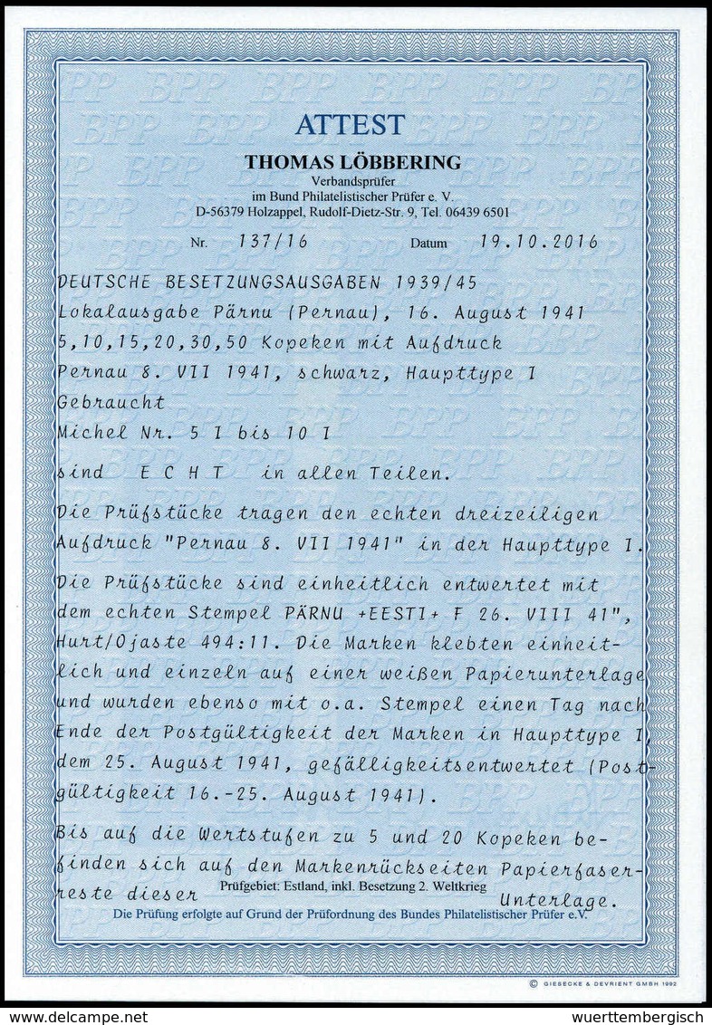 Gest. 5-50 K., Serie Noch Mit Resten Des Briefpapiers, Auf Dem Sie Geklebt Hatte, Alle Marken Mit Sauberem Gefälligkeits - Other & Unclassified