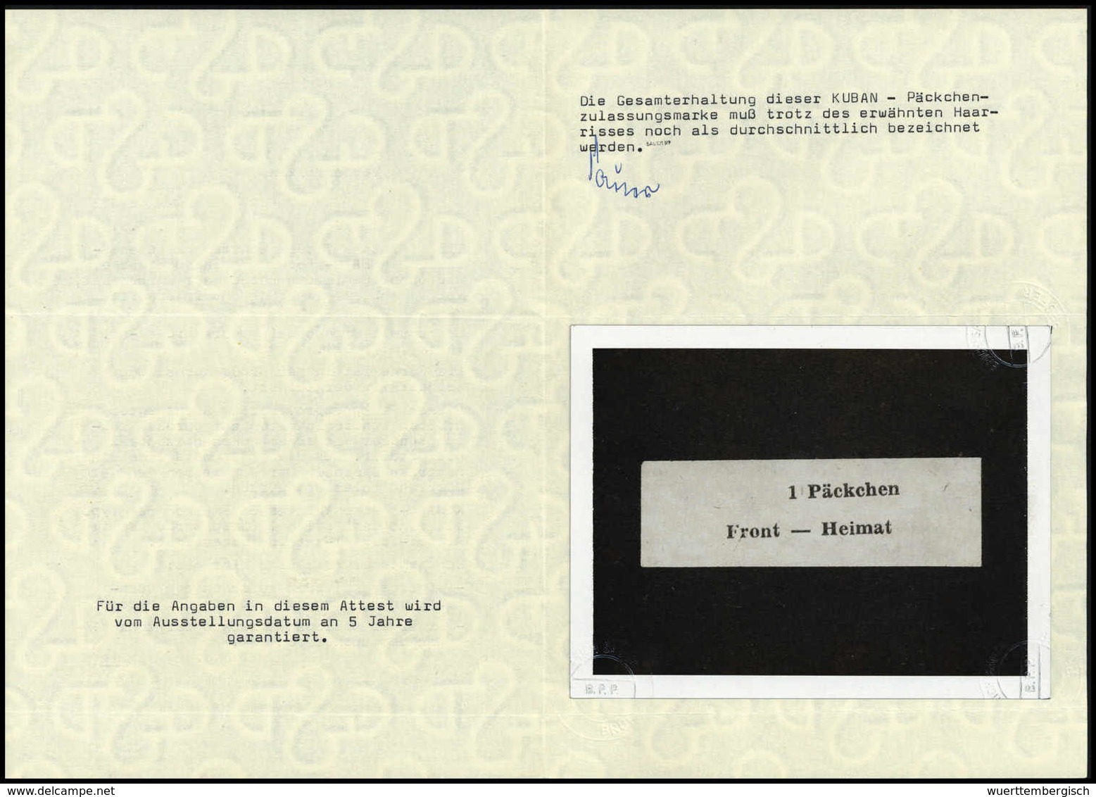 O. Gummi Kuban, Päckchenmarke In Type III, Farbfrisches Und Besonders Groß Geschnittenes Exemplar (im Oberen Rand Kl. Pa - Other & Unclassified