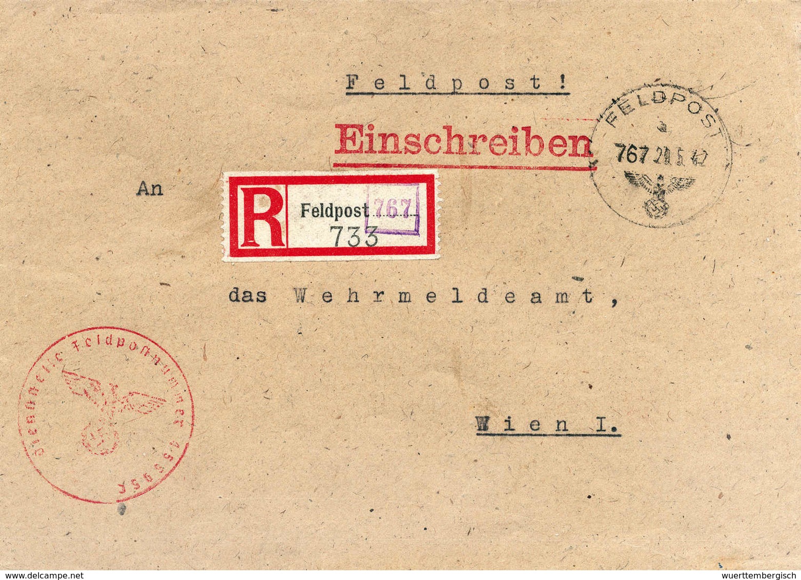 Beleg 1942, Tadelloser R-Feldpostbrief Vom 29.5. Von Der Festung Narvik (FP-Nr. 45595 G) Nach Wien. Der Einschreibezette - Altri & Non Classificati