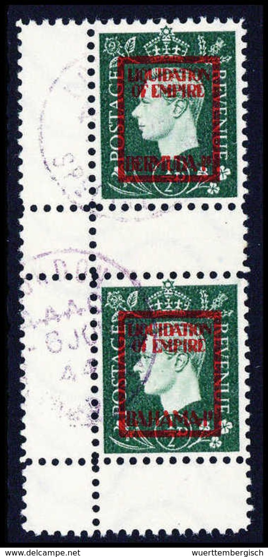 Gest. Bermuda-/Bahama-Is. ½ P., Tadellos Gestplt., Senkr. Zwischenstegpaar. Selten, Sign. Husmann. (Michel: 9IVg/f) - Sonstige & Ohne Zuordnung