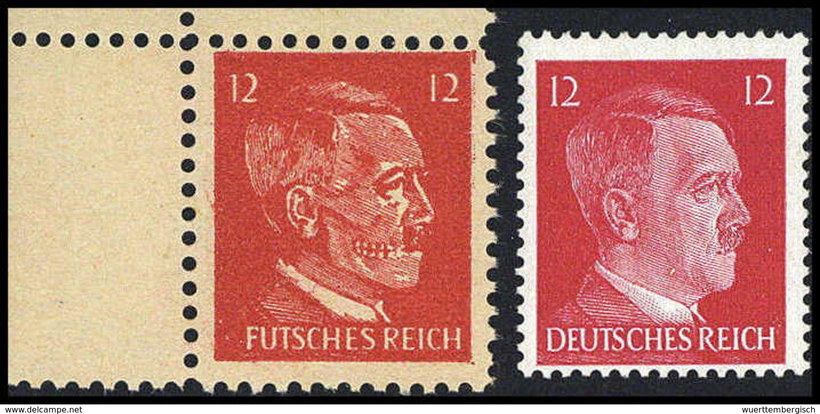 Hitler 12 Pfg. Totenkopf, Tadellos Postfrisch.<br/><b>Katalogpreis: 100,-</b> (Michel: 17) - Altri & Non Classificati